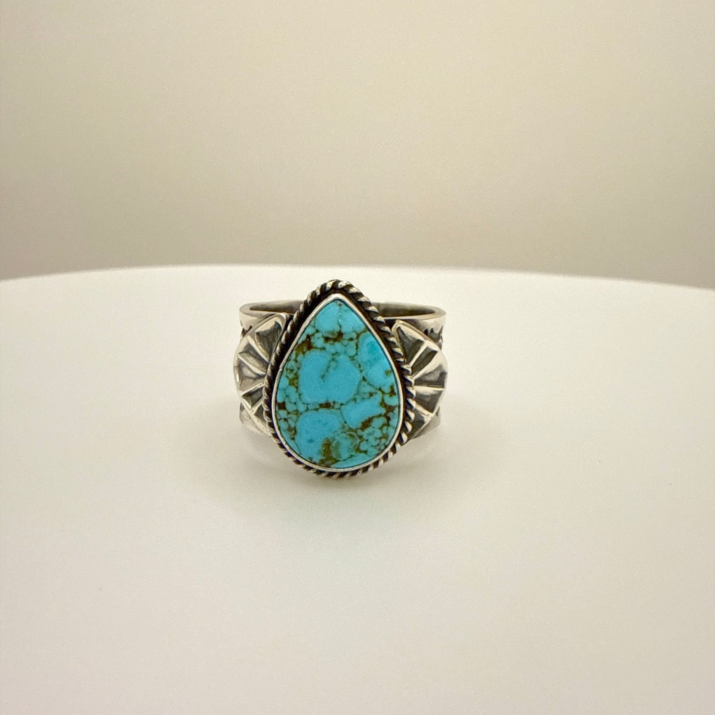 Stamped Kingman Turquoise Ring By Sunshine Reeves Size 10