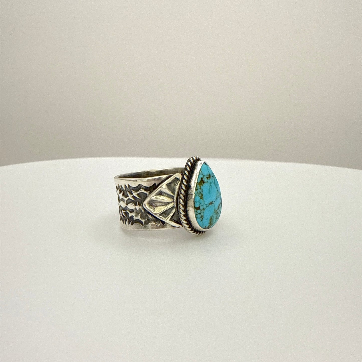 Stamped Kingman Turquoise Ring By Sunshine Reeves Size 10