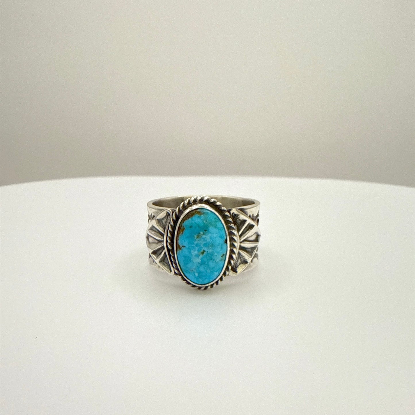 Stamped Kingman Turquoise Ring By Sunshine Reeves Size 11