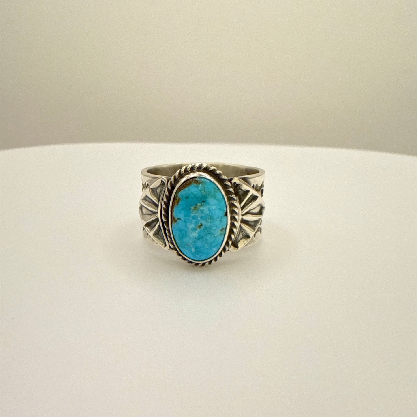 Stamped Kingman Turquoise Ring By Sunshine Reeves Size 11