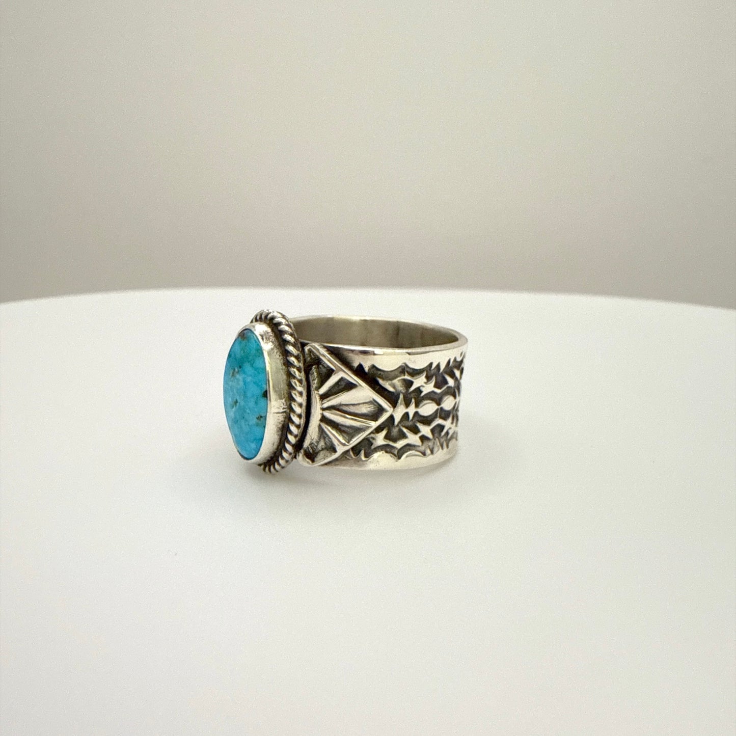 Stamped Kingman Turquoise Ring By Sunshine Reeves Size 11