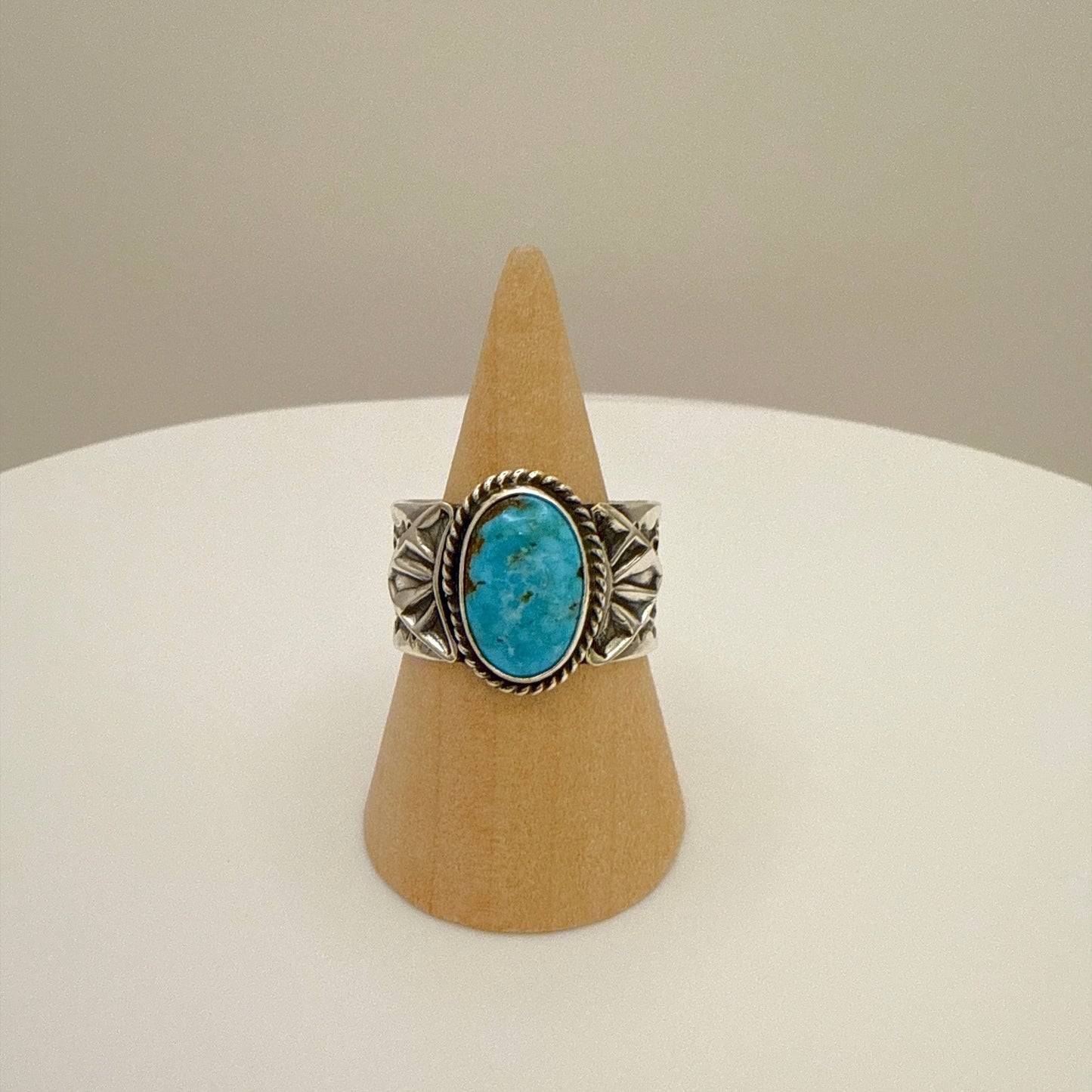 Stamped Kingman Turquoise Ring By Sunshine Reeves Size 11