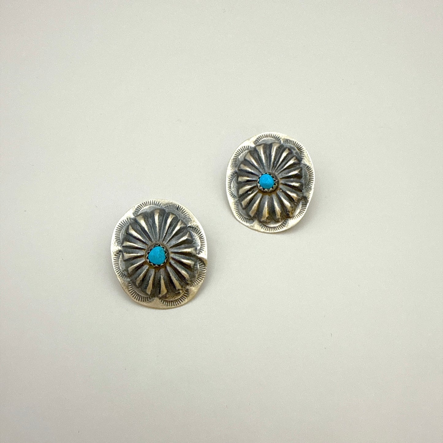 Turquoise Concho Earrings 1"