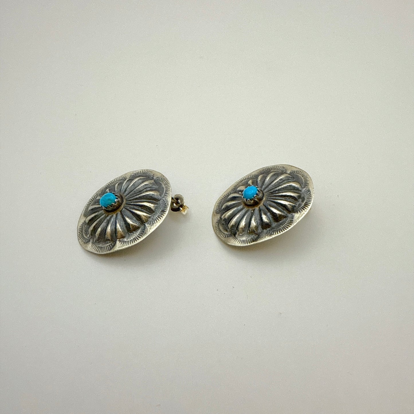 Turquoise Concho Earrings 1"