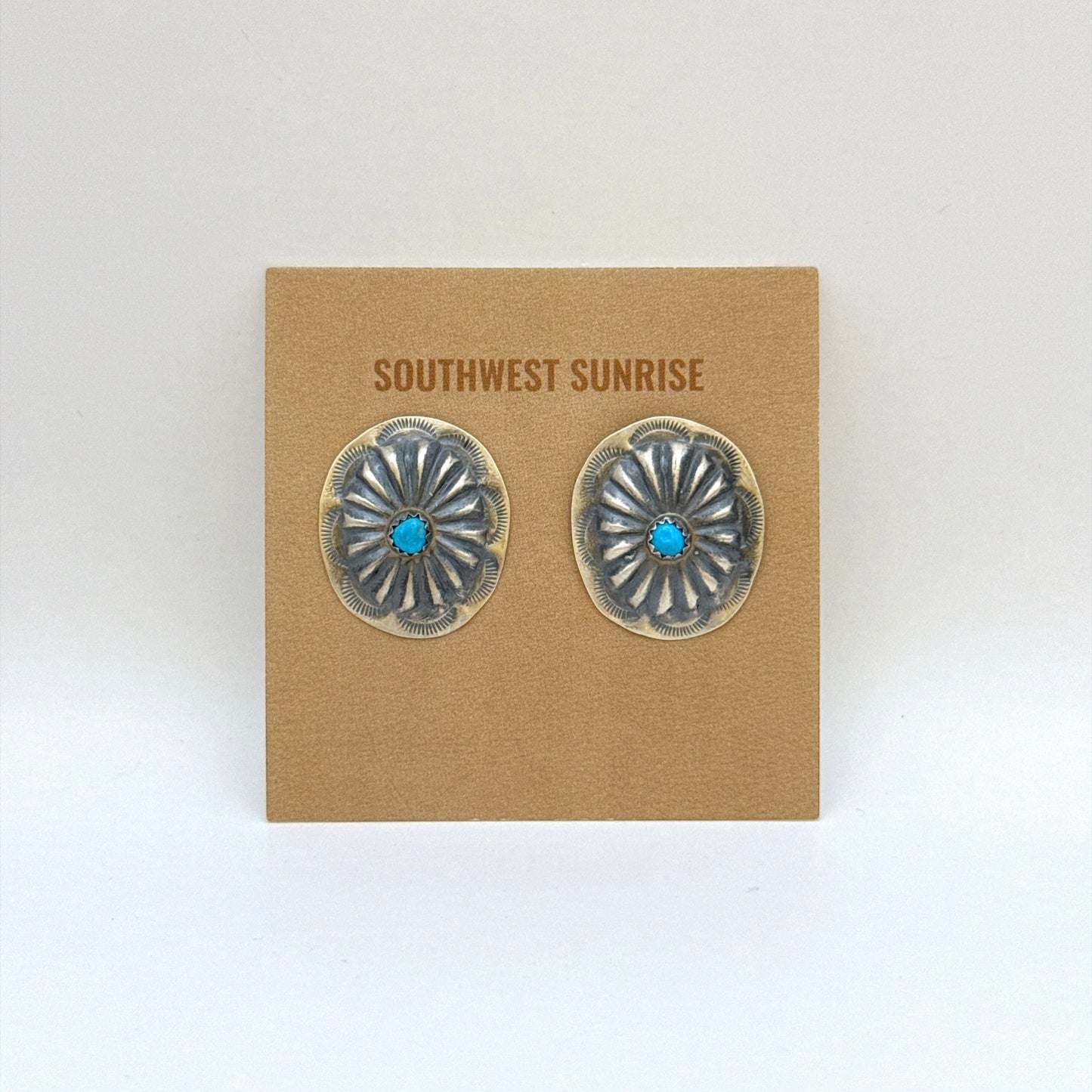 Turquoise Concho Earrings 1"