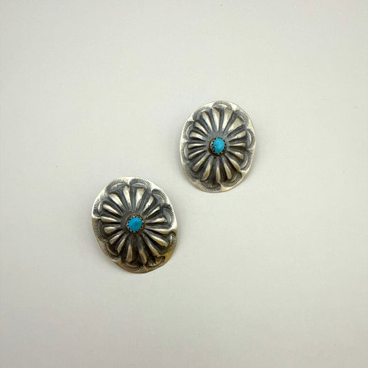 Turquoise Concho Earrings 1 1/4"