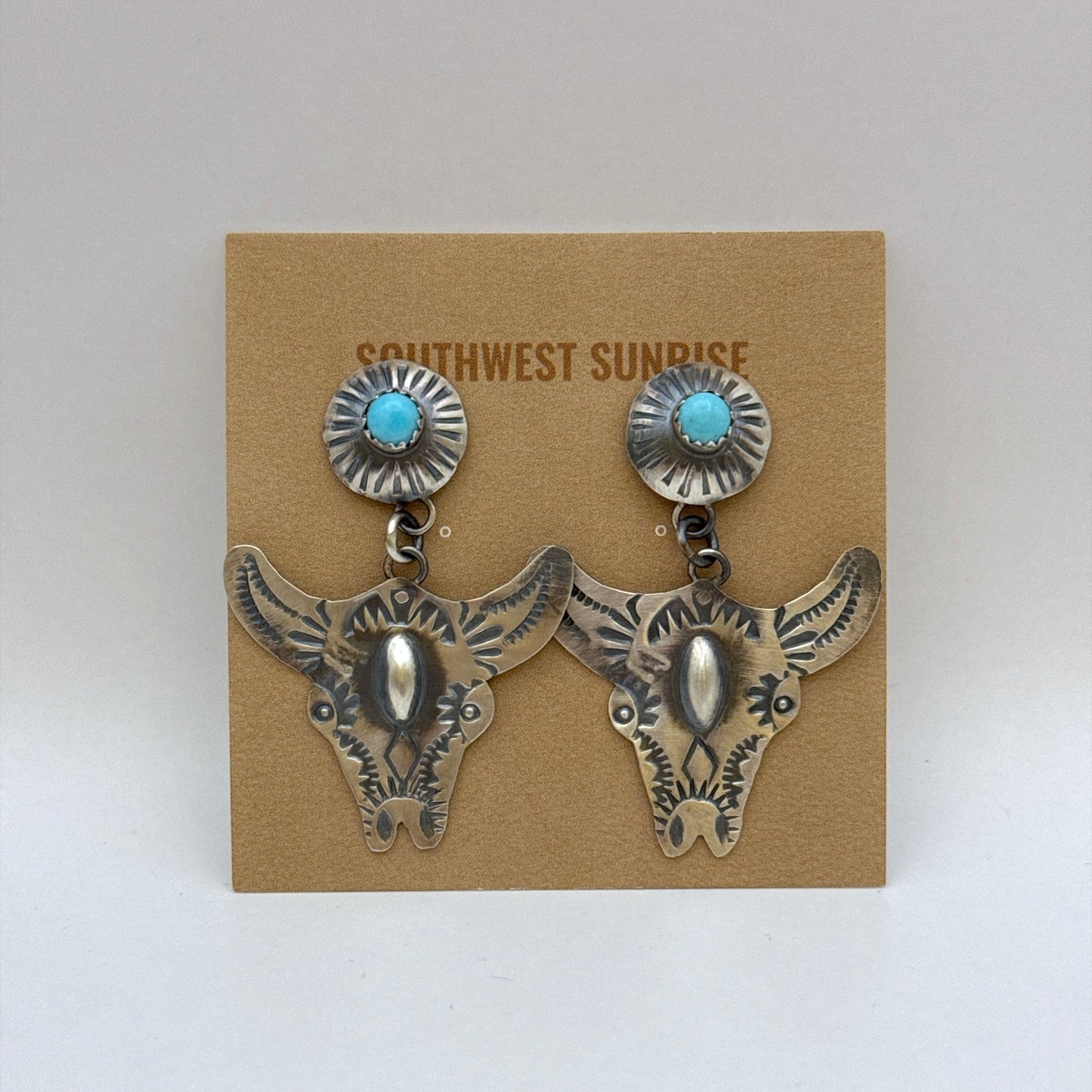 Turquoise Cow Dangle Earrings