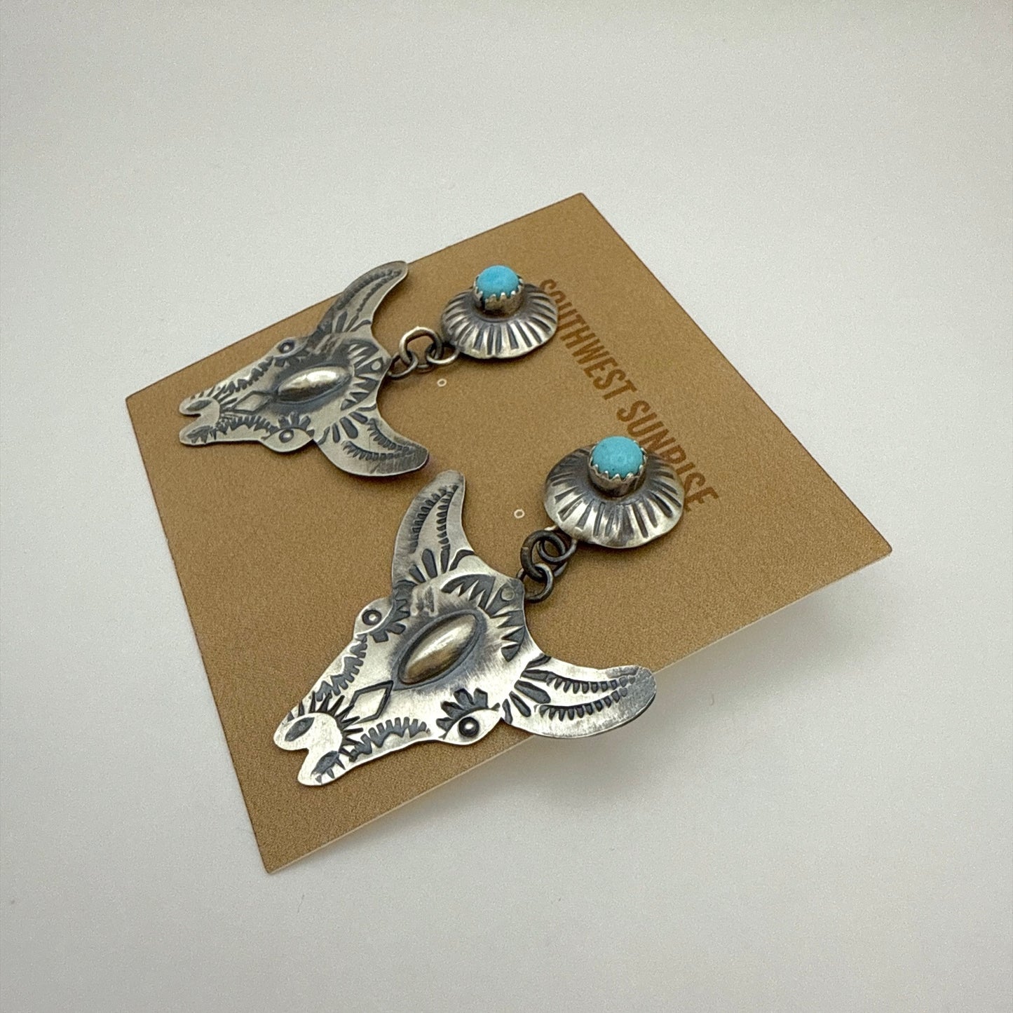 Turquoise Cow Dangle Earrings