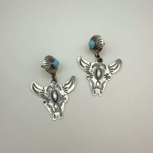 Turquoise Cow Dangle Earrings