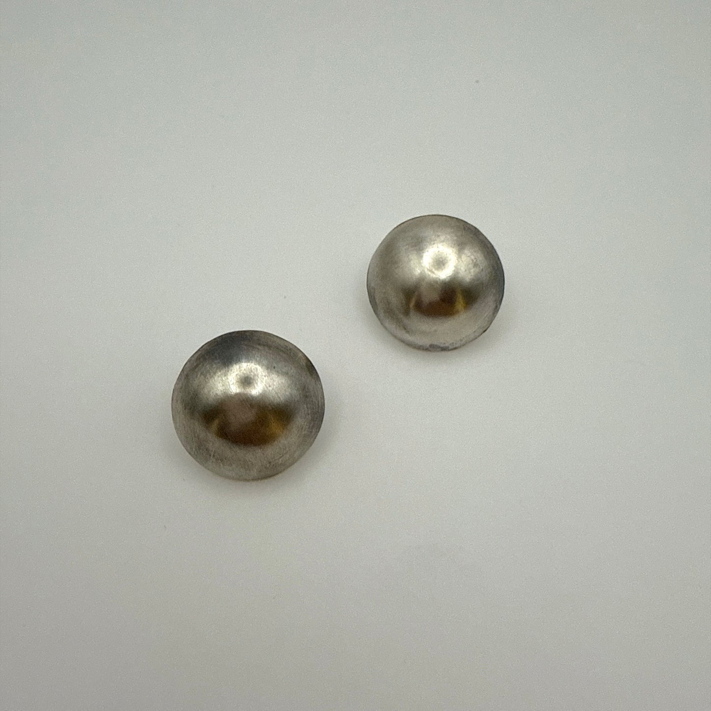 Button Stud Earrings Oxidized 7/8"