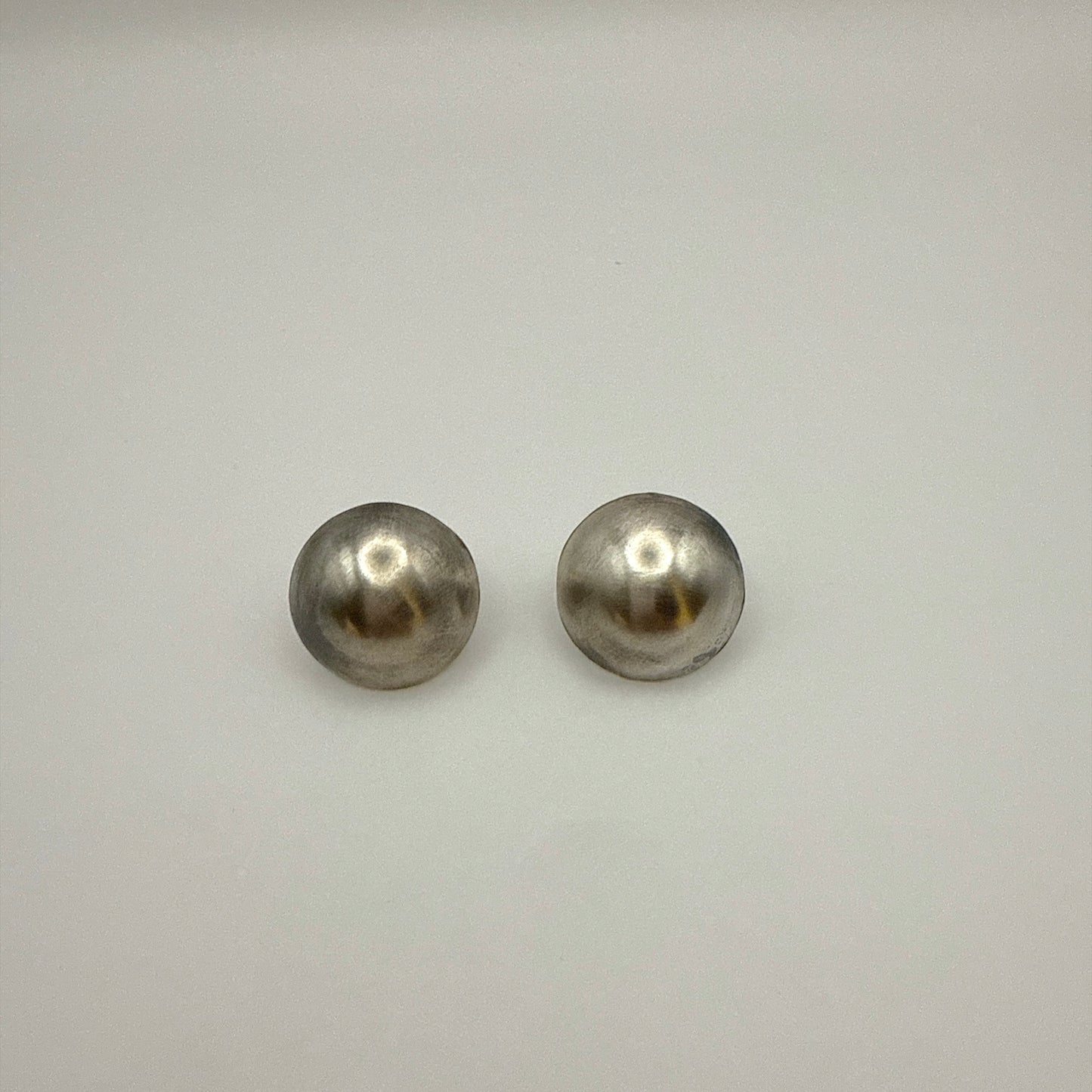 Button Stud Earrings Oxidized 7/8"