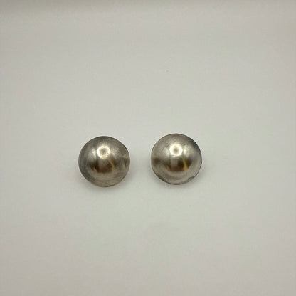 Button Stud Earrings Oxidized 7/8"