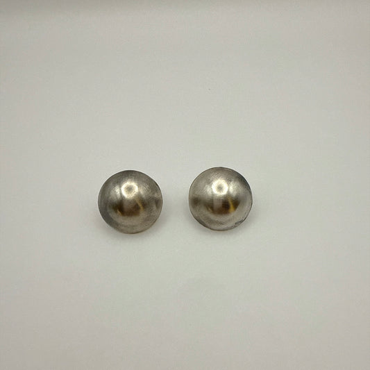 Button Stud Earrings Oxidized 7/8"