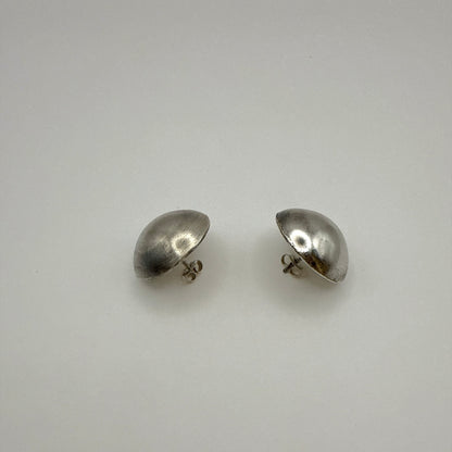 Button Stud Earrings Oxidized 7/8"