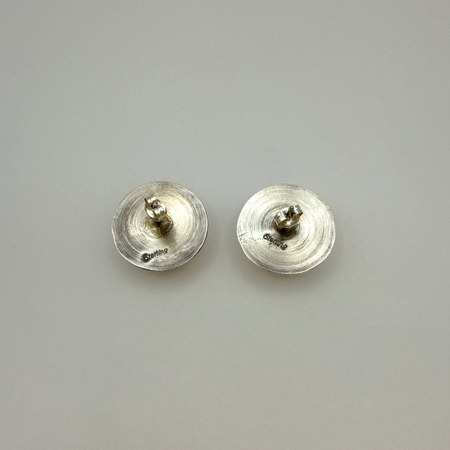 Button Stud Earrings Oxidized 7/8"