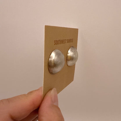 Button Stud Earrings Oxidized 7/8"