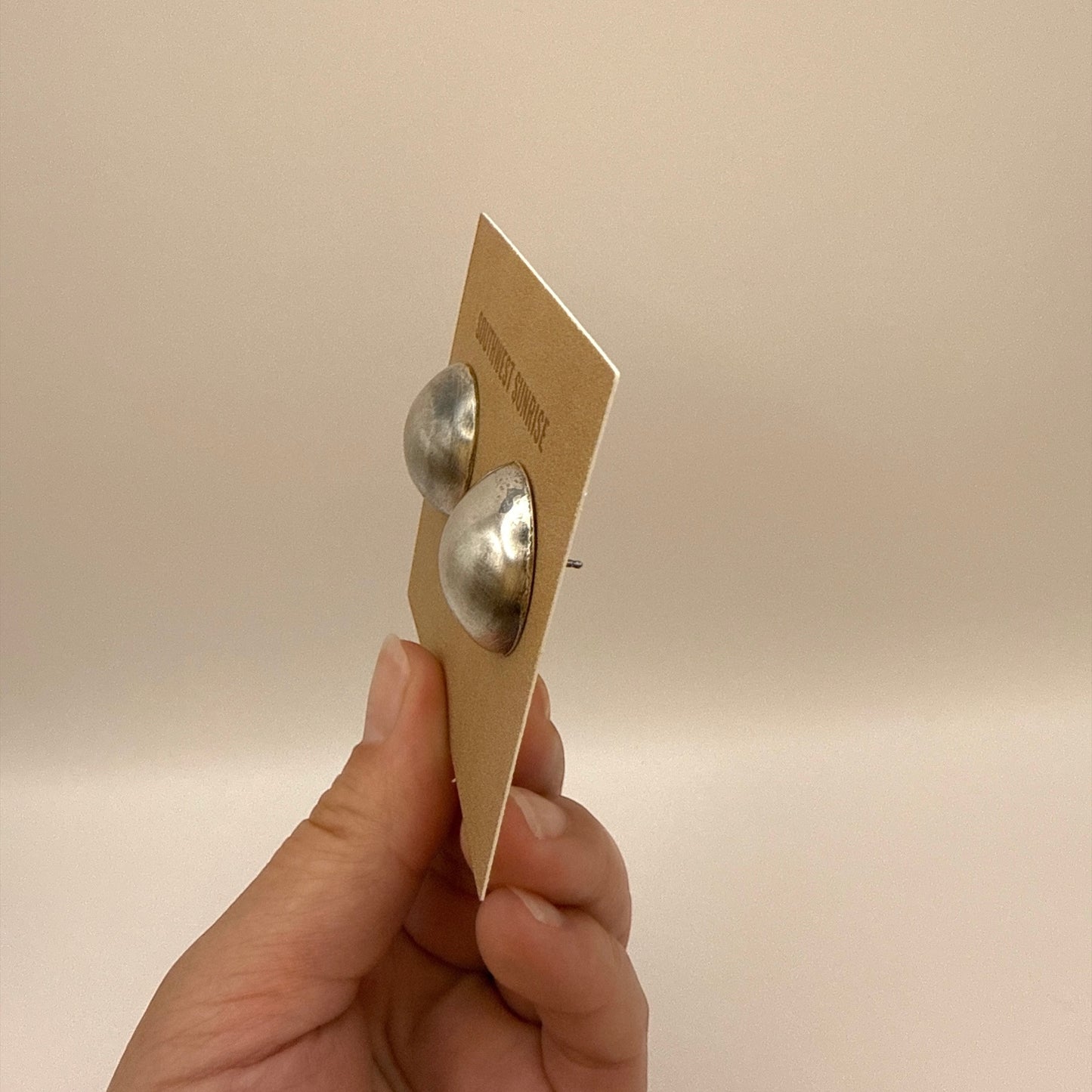 Button Stud Earrings Oxidized 7/8"