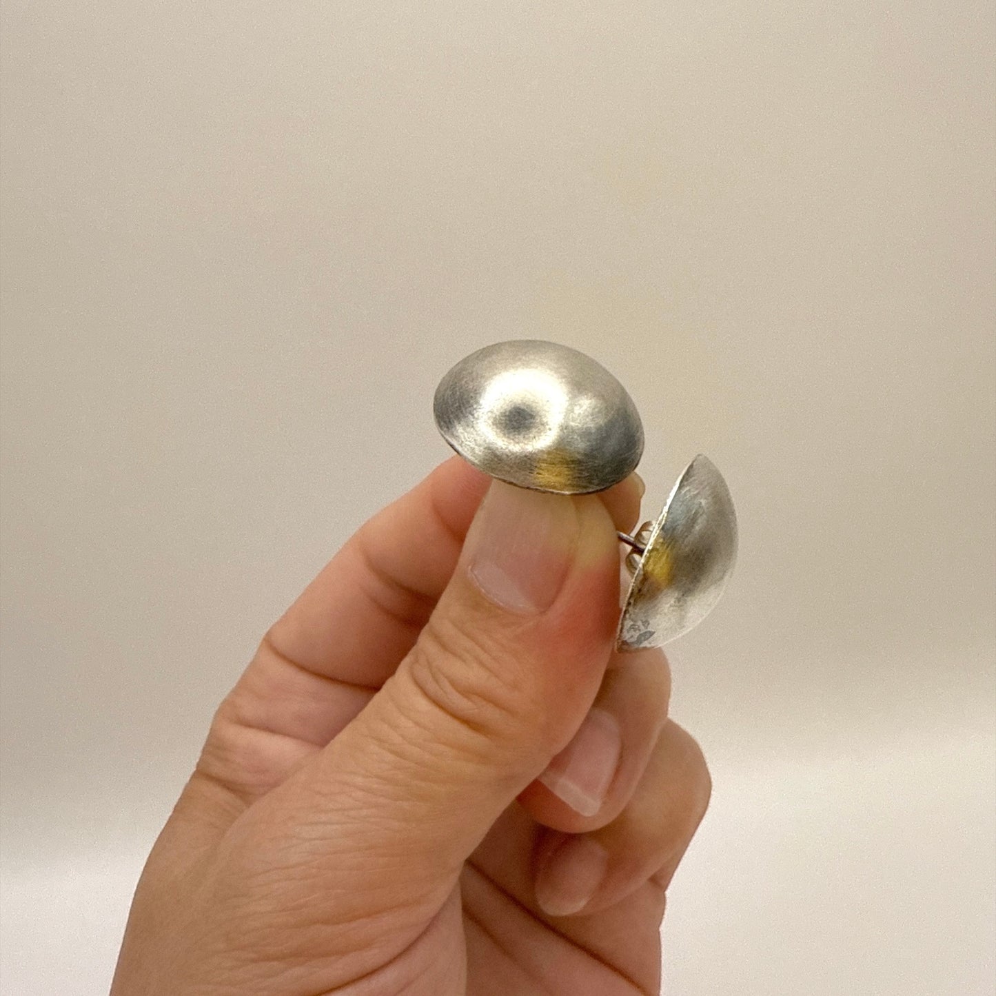 Button Stud Earrings Oxidized 7/8"