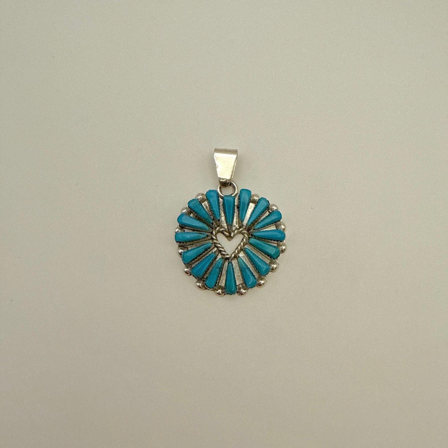 Turquoise Needlepoint Heart Pendant