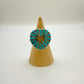 Turquoise Needlepoint Heart Ring Size 7.5