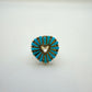 Turquoise Needlepoint Heart Ring Size 7.5