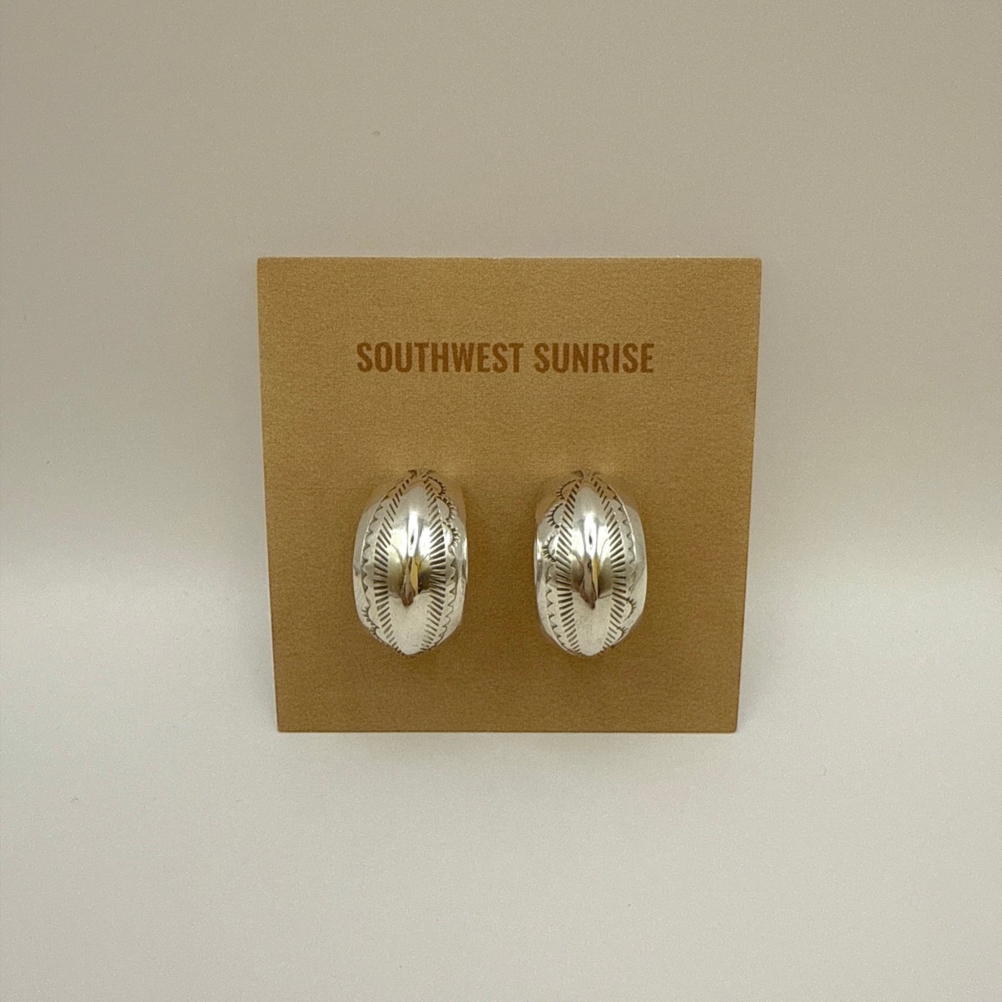 Stamped Sterling Silver Hoop Earrings 1"