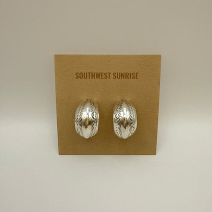 Stamped Sterling Silver Hoop Earrings 1"