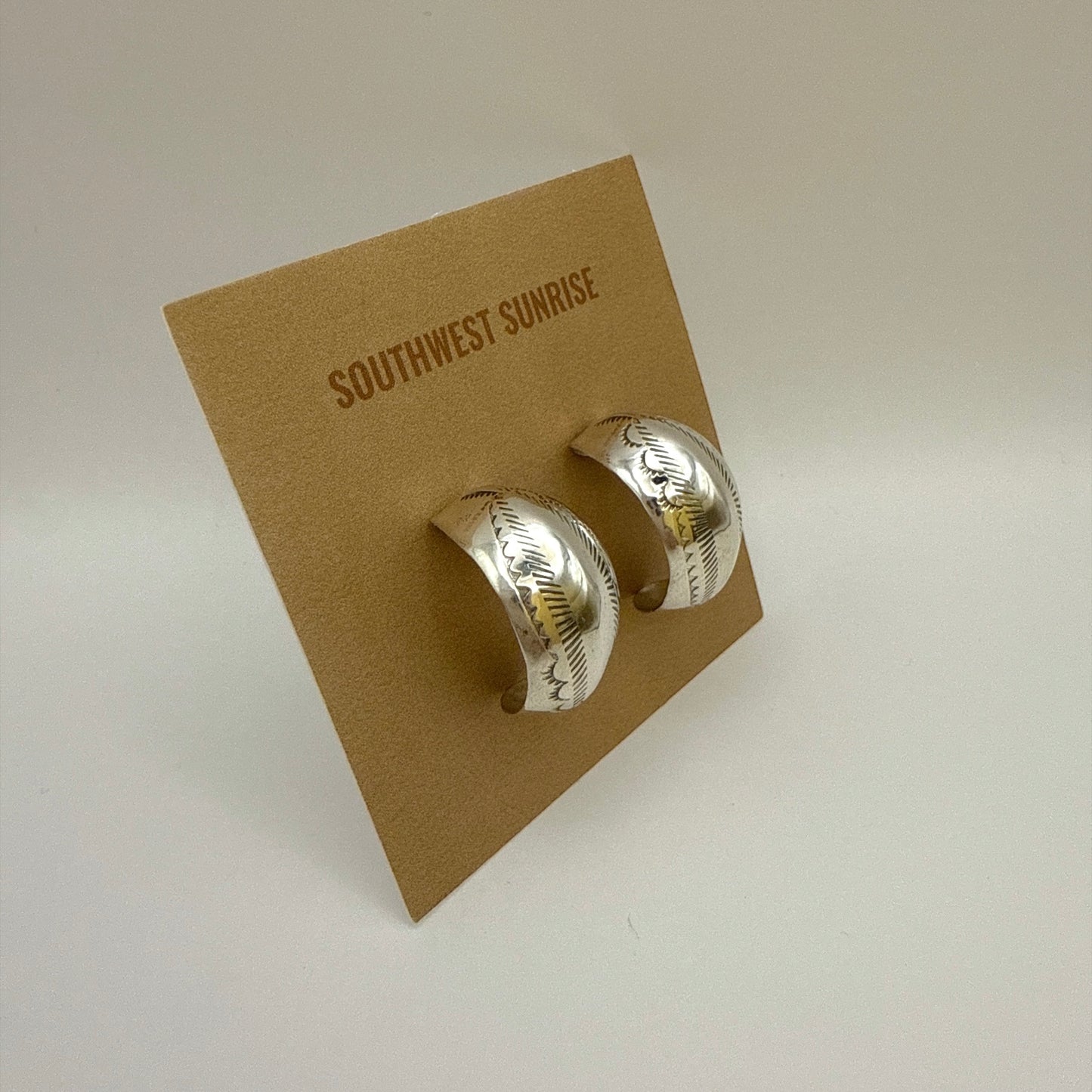 Stamped Sterling Silver Hoop Earrings 1"