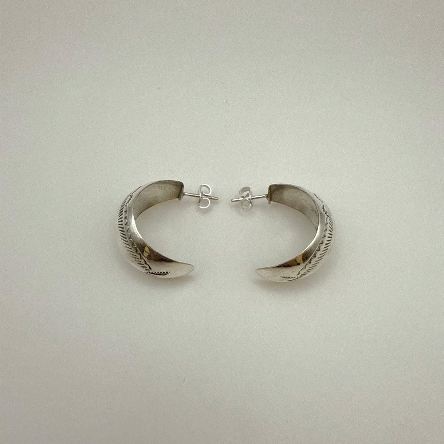 Stamped Sterling Silver Hoop Earrings 1"
