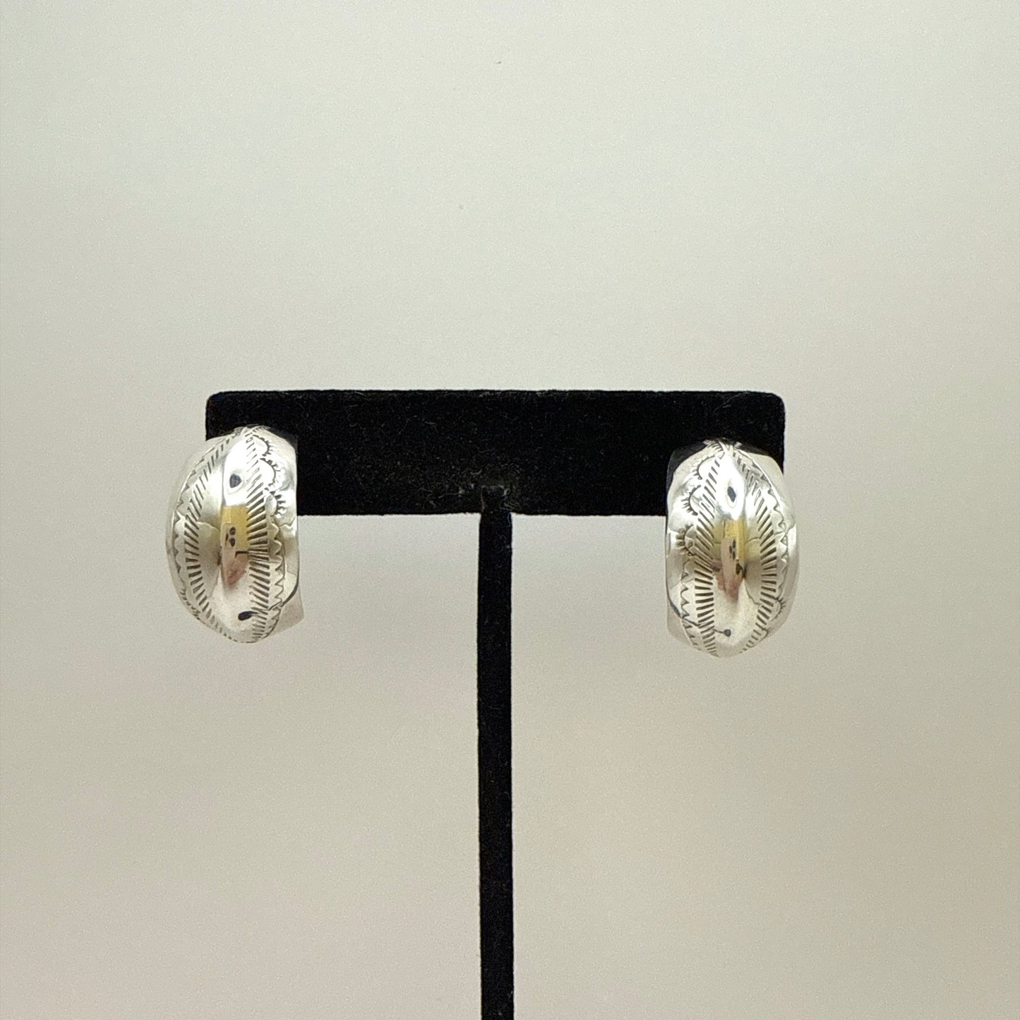 Stamped Sterling Silver Hoop Earrings 1"