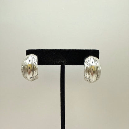 Stamped Sterling Silver Hoop Earrings 1"