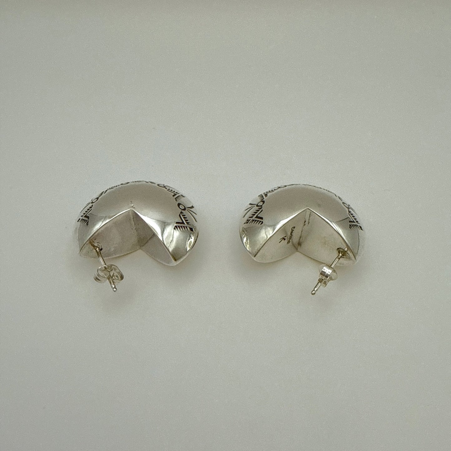 Stamped Sterling Silver Earrings 1 1/8"