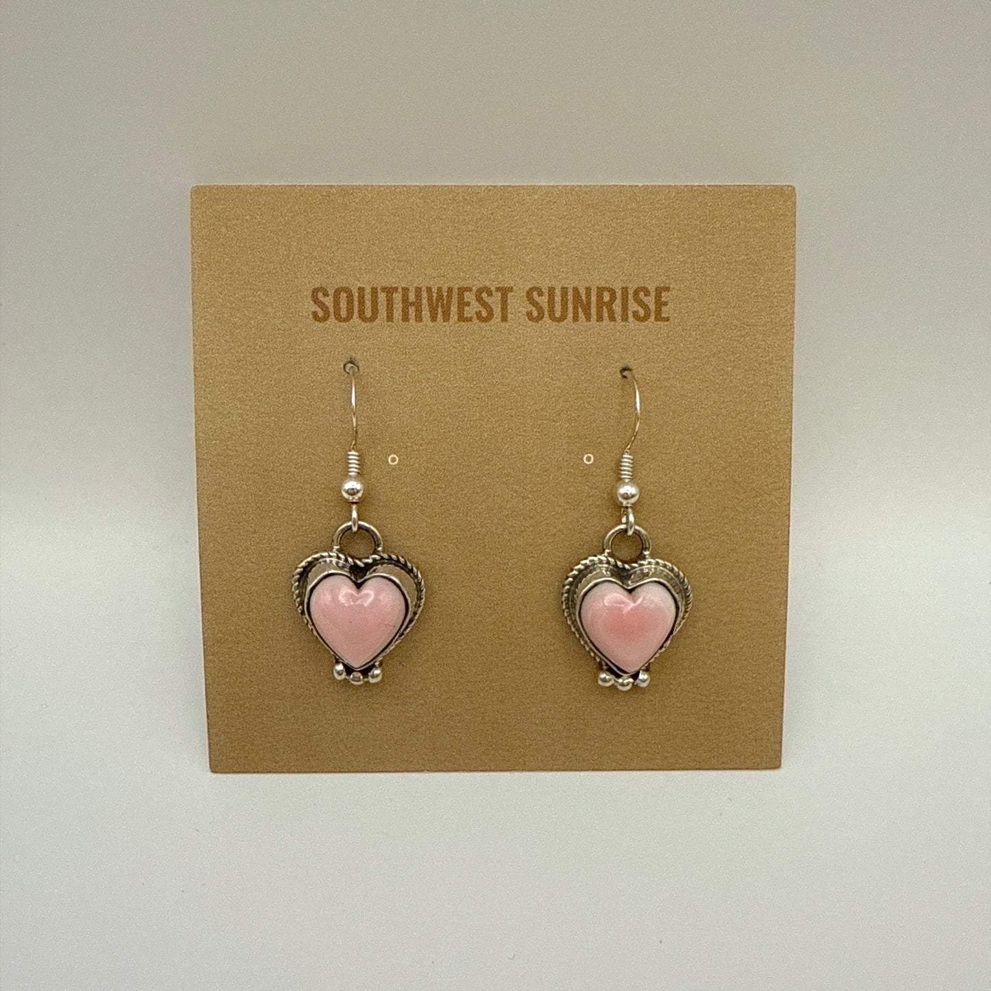 Pink Conch Shell Heart Dangle Earrings