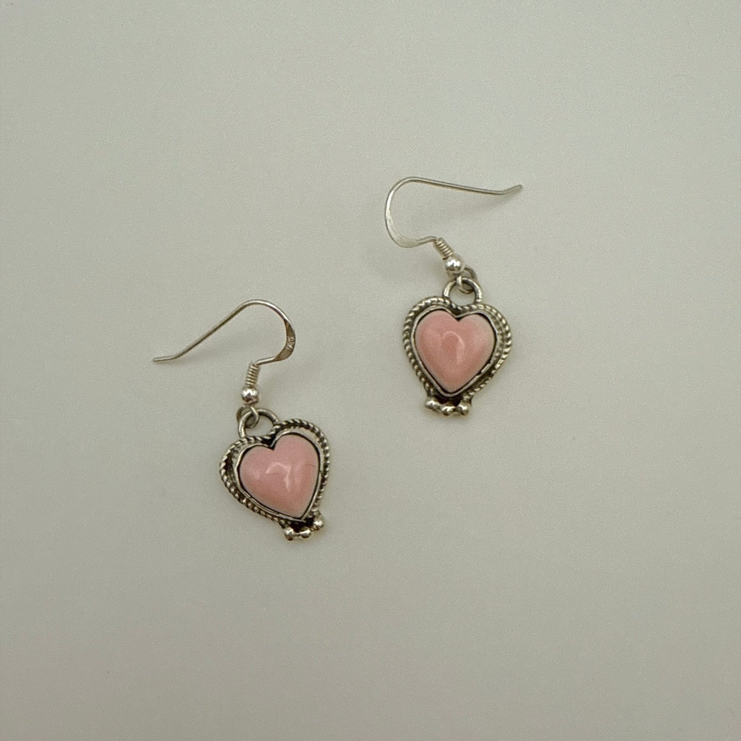 Pink Conch Shell Heart Dangle Earrings