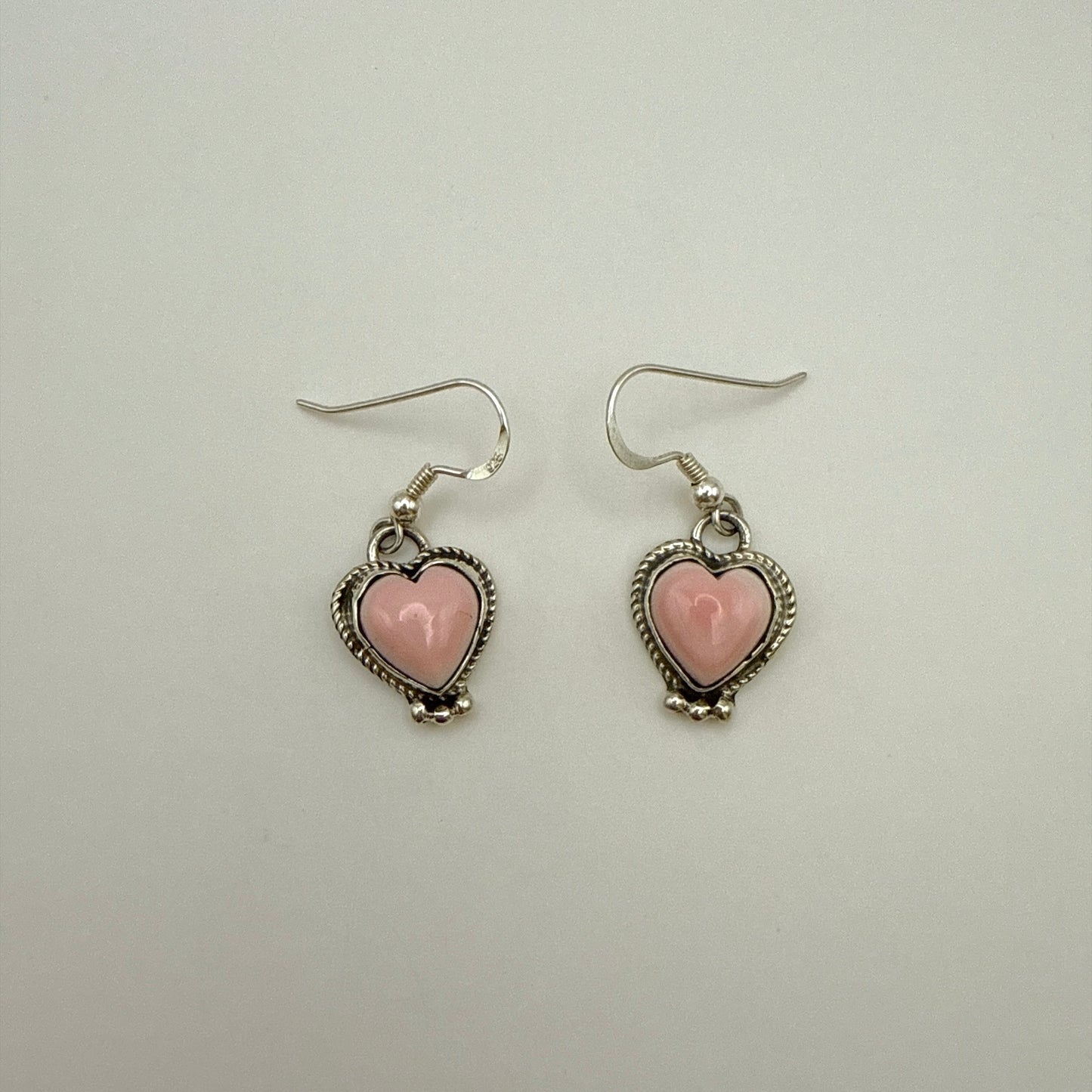 Pink Conch Shell Heart Dangle Earrings