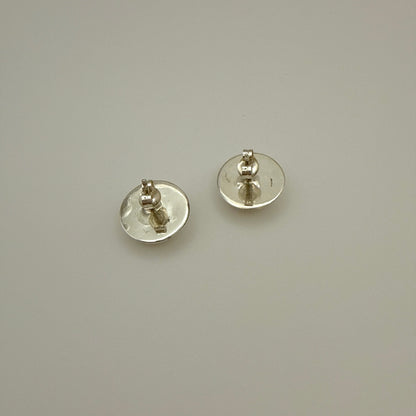 Stamped Button Stud Earrings 14mm
