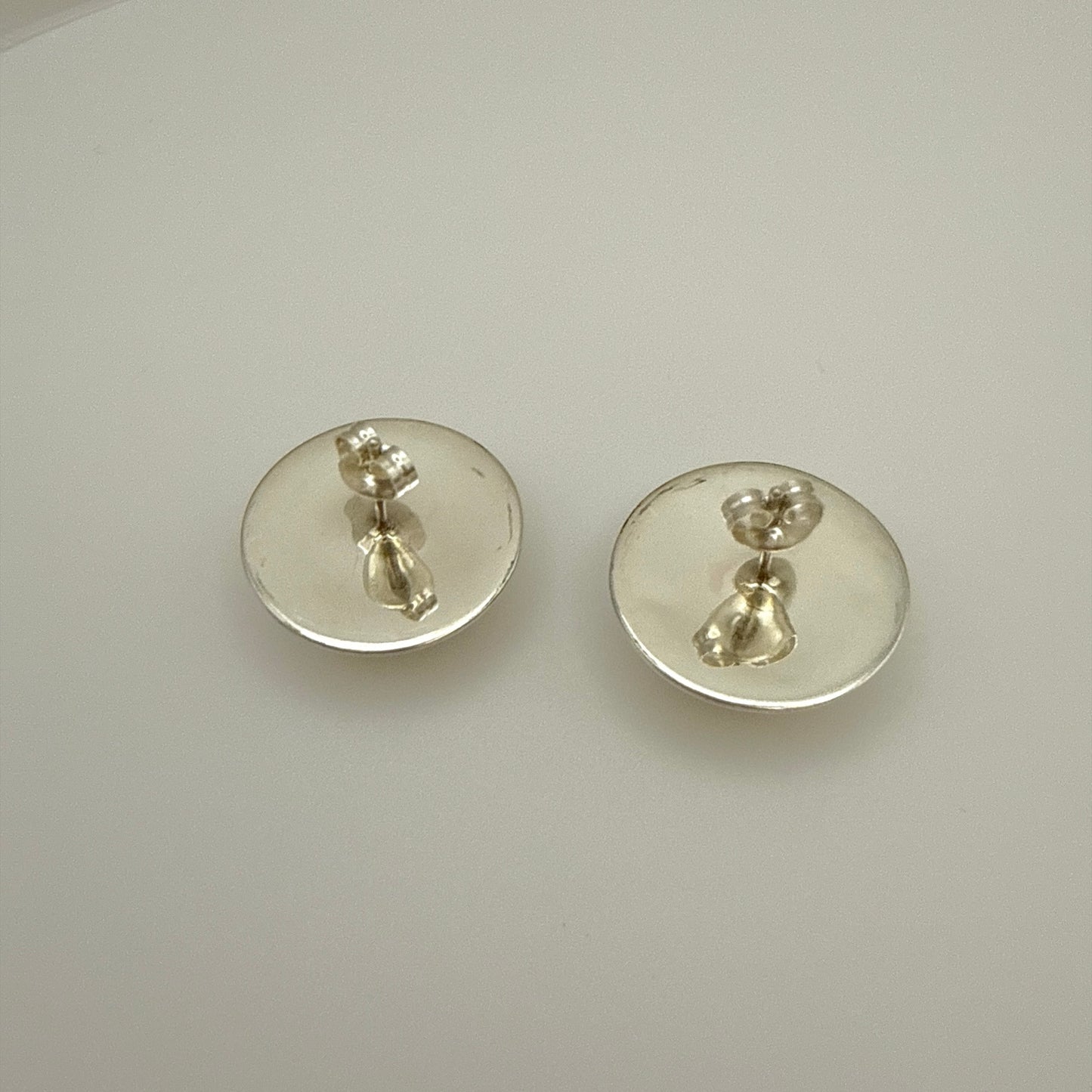 Stamped Button Stud Earrings 20mm