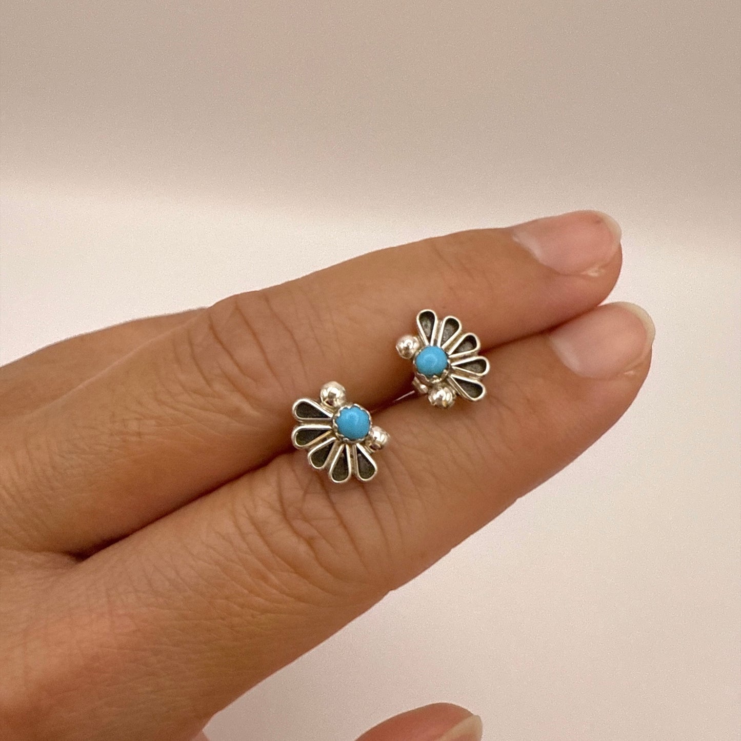 Small Turquoise Fan Stud Earrings