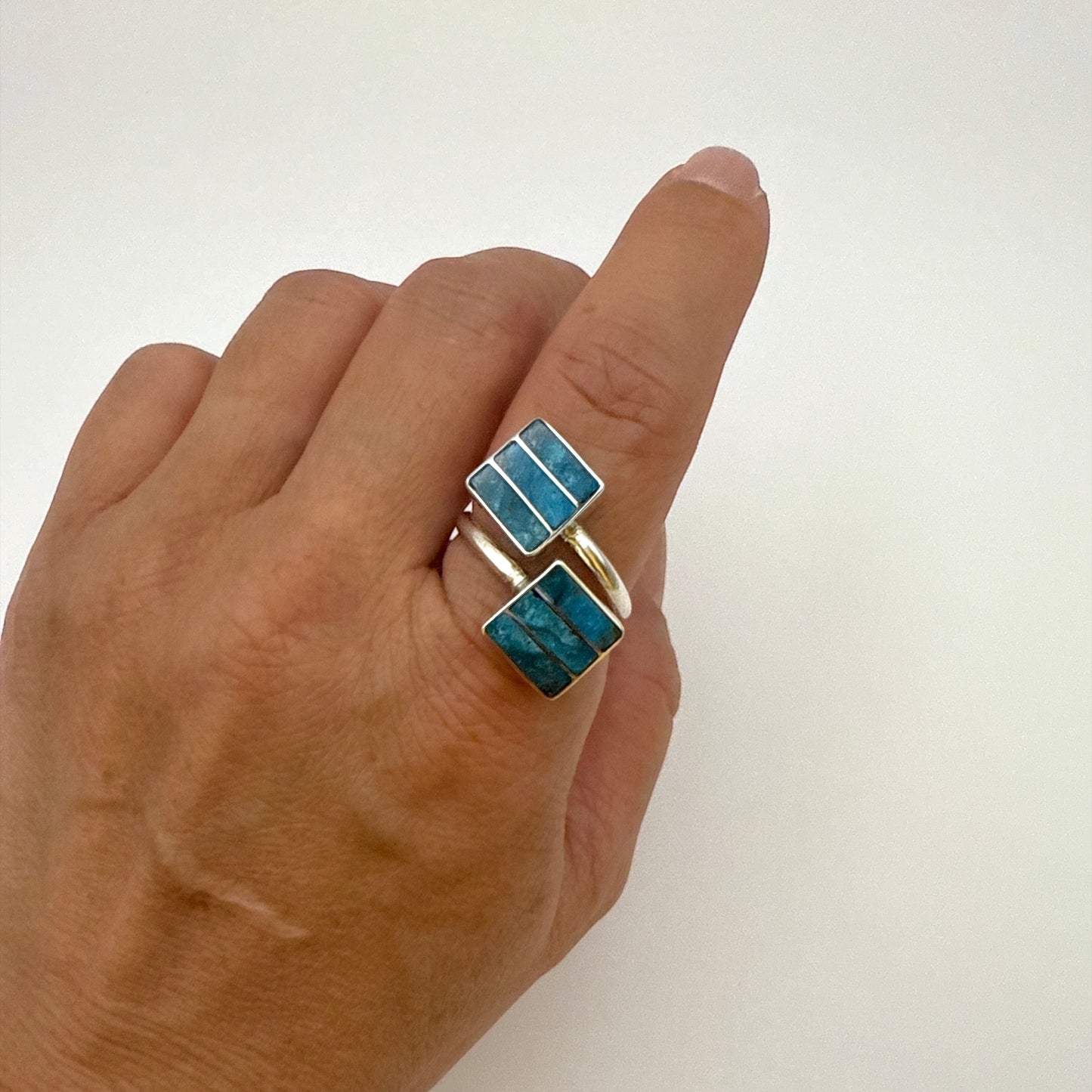 Kingman Turquoise Inlay Adjustable Ring