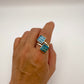 Kingman Turquoise Inlay Adjustable Ring