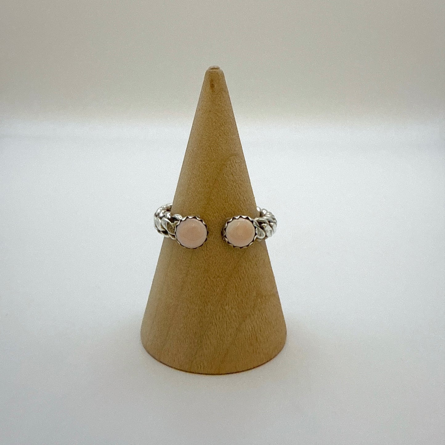 Pink Conch Two Stone Split Ring By Geraldine James Size 8