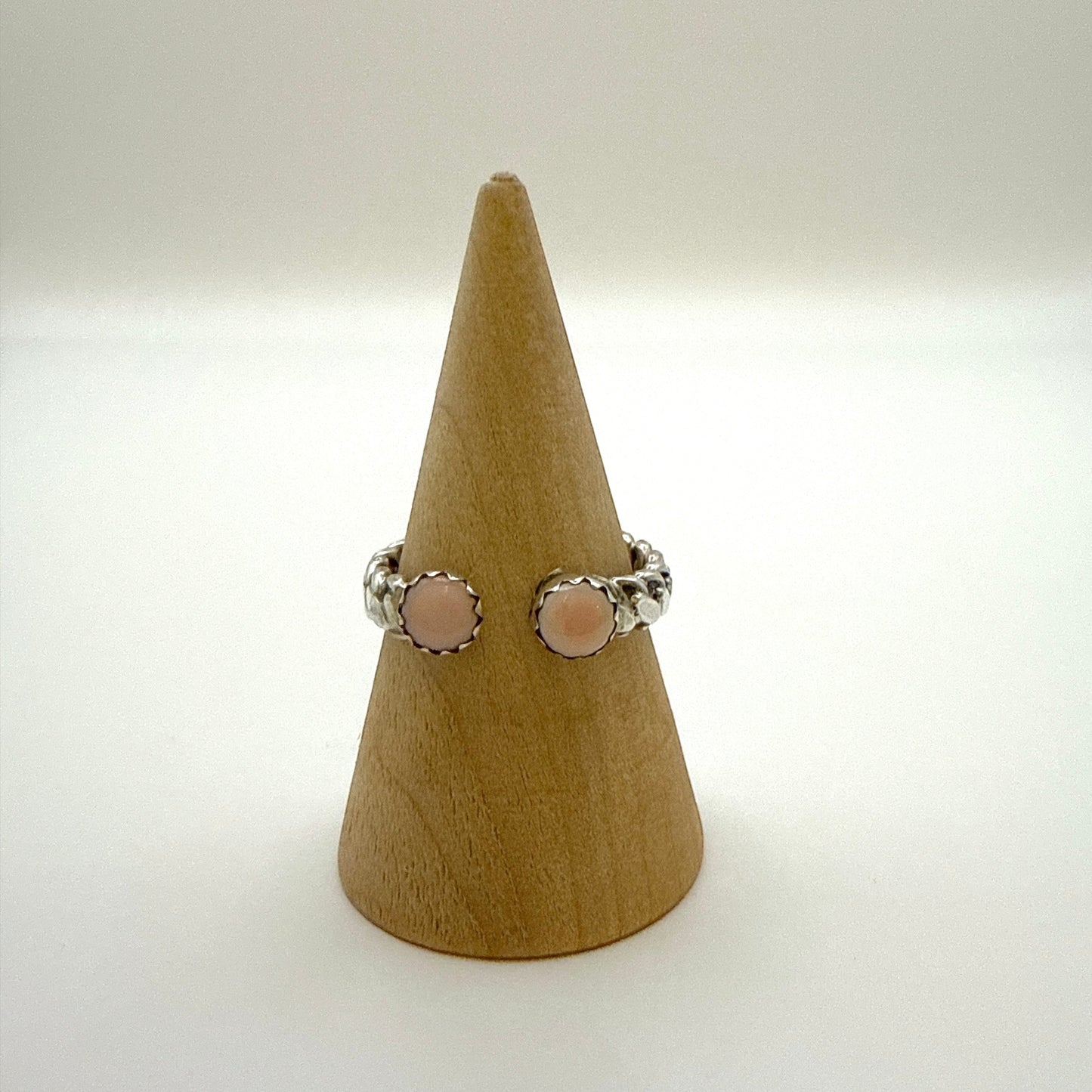 Pink Conch Two Stone Split Ring By Geraldine James Size 8.5