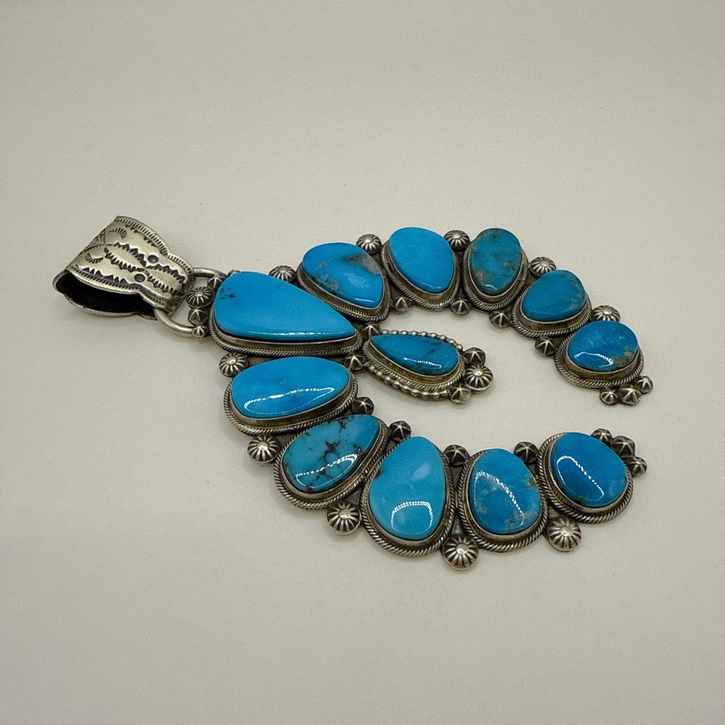 Kingman Turquoise Big Naja Pendant By Freddie Maloney