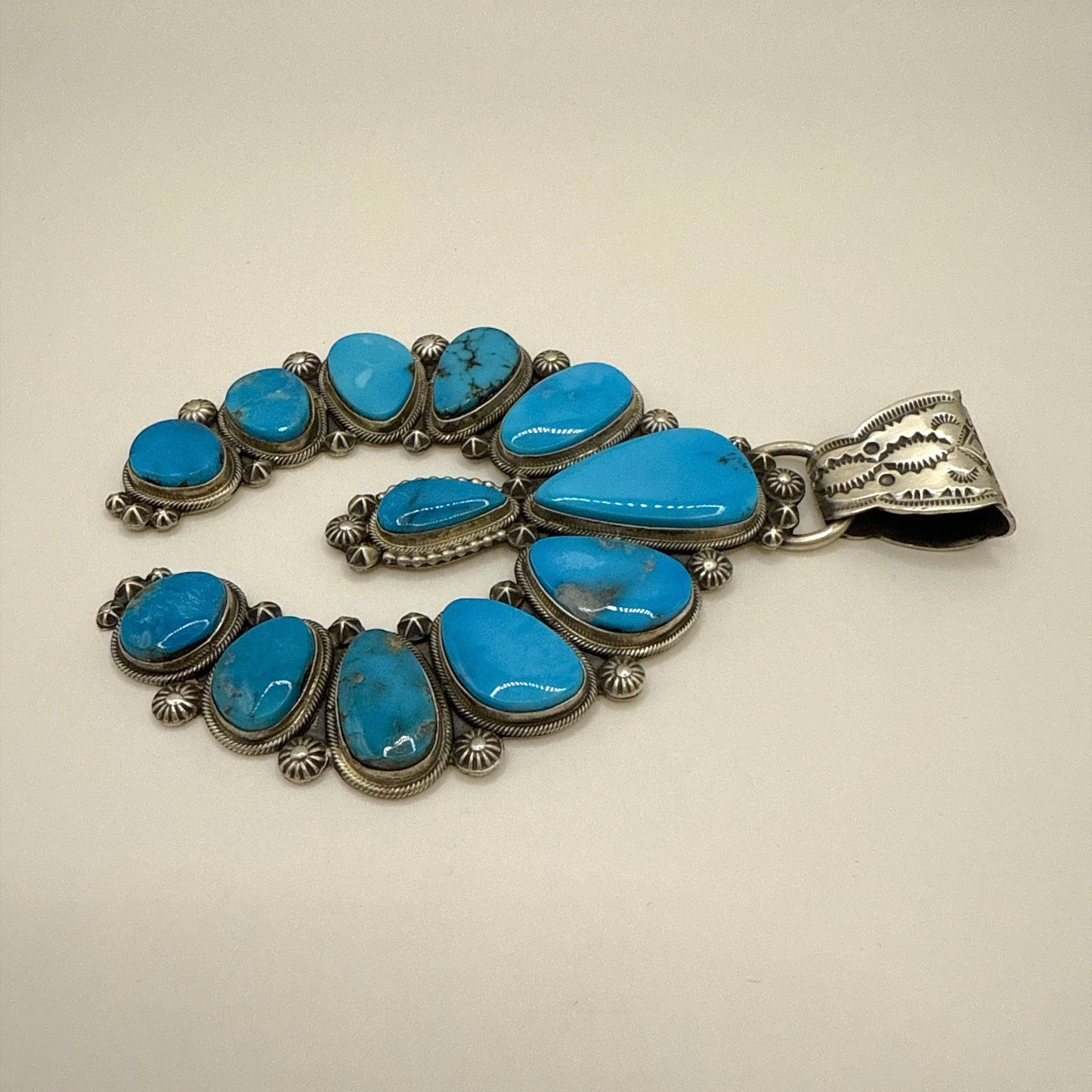 Kingman Turquoise Big Naja Pendant By Freddie Maloney