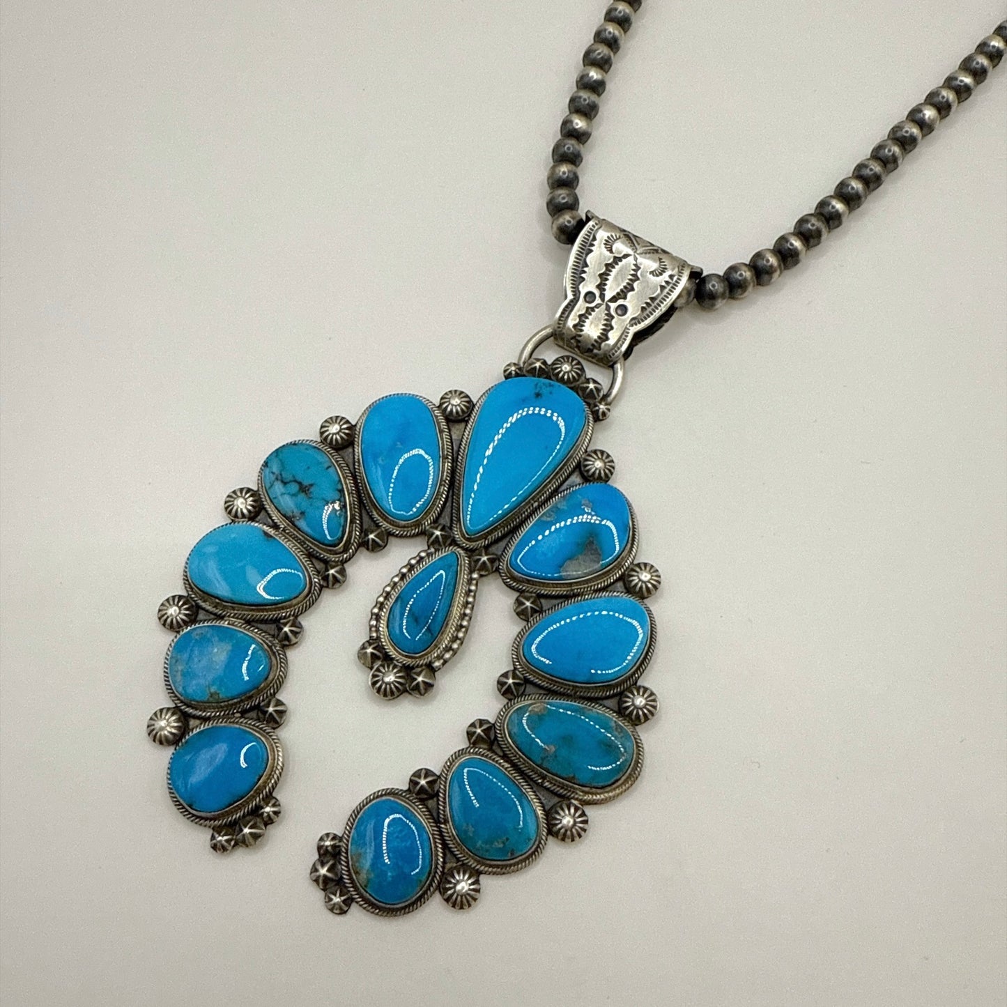 Kingman Turquoise Big Naja Pendant By Freddie Maloney