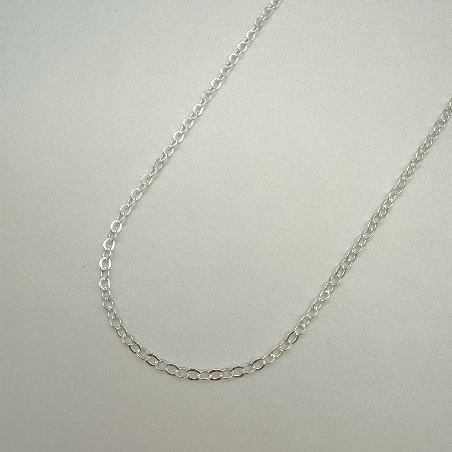 Sterling Silver Chain Necklace Cable Flat 18"