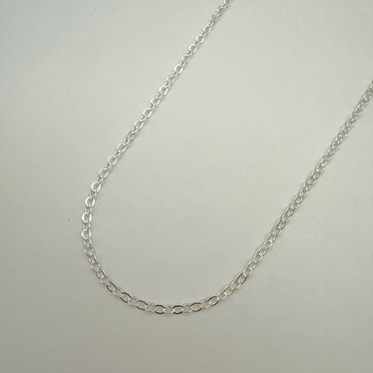 Sterling Silver Chain Necklace Cable Flat 18"