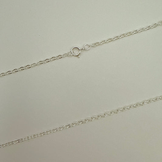 Sterling Silver Chain Necklace Cable Flat 18"