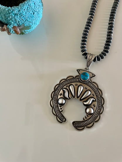 Kingman Turquoise Big Naja Pendant By Alex Sanchez