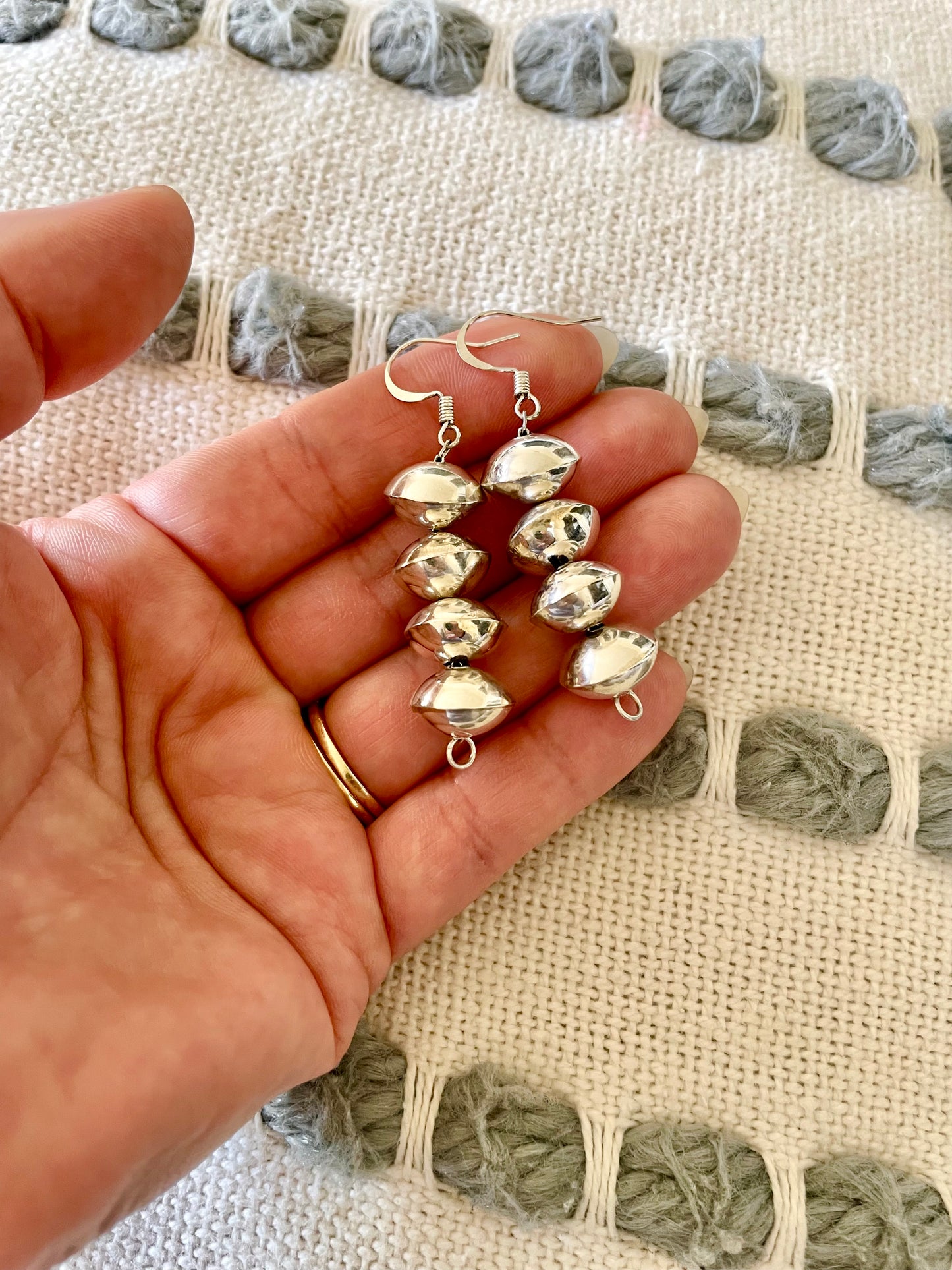 Navajo Pearl High Polished Dangle Earrings